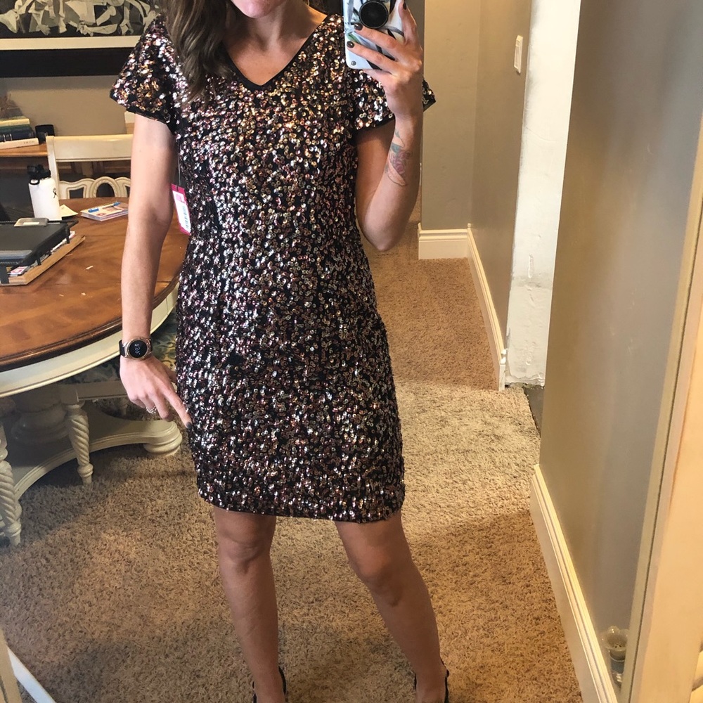 Multi color sequin party dress